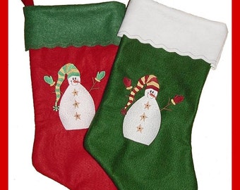 One (1) - 17" Personalized Embroidered Snowman Felt Christmas Stocking.