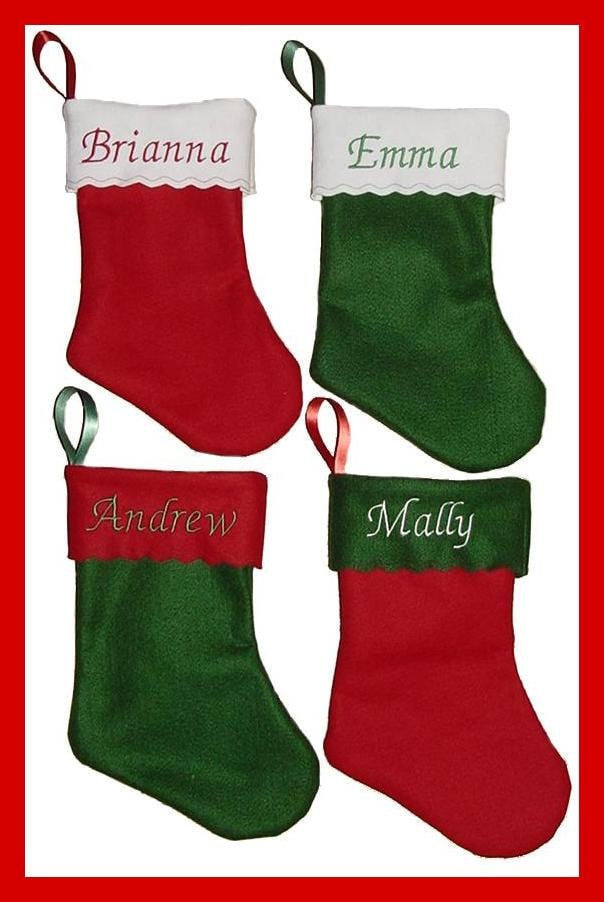 One 12" Embroidered Personalized Felt Christmas Stocking
