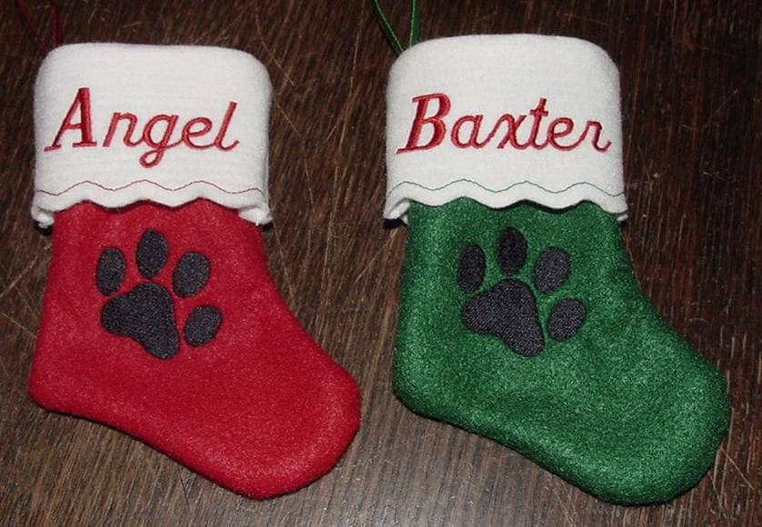 34 Adorable Christmas Stocking Ideas to Hang with Pride: Festive Flair for Your Fireplace 27 6" Personalized Embroidered Pet Felt Christmas Stocking with Dog Paw…