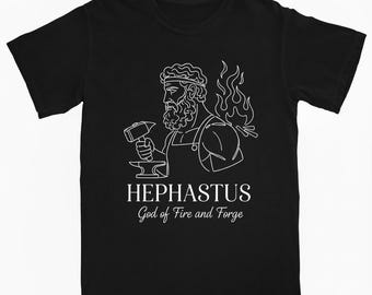 Camiseta de Hefesto, dios del fuego y la forja • Camiseta de mitología griega • Camiseta de dioses antiguos • Camiseta de dioses olímpicos • Camiseta de dioses griegos • Camiseta estilo Dark Academia