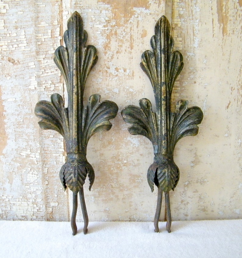 Vintage Pair Curtain Rod Embellishment End Finials Assemblage Altered Art Repurpose