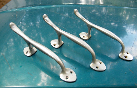 Vintage Grab Bar Grip Boat Garden Shed Door Pull Handles Salvage Repurpose Hardware Set Of 3