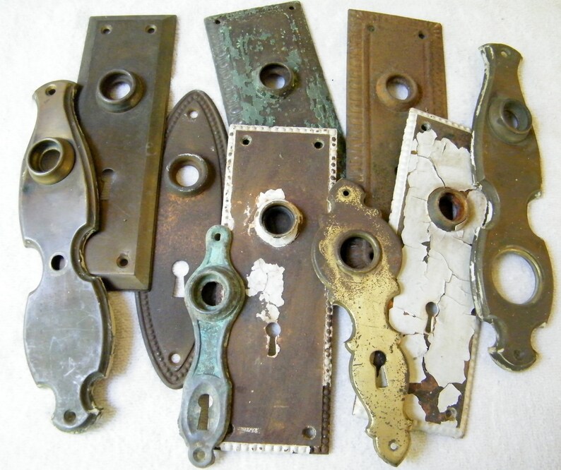 Old Vintage Door Knob Escutcheon Backplates Salvage Reclaimed Etsy