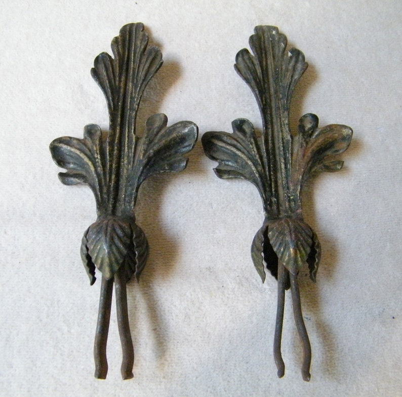 Vintage Pair Curtain Rod Embellishment End Finials Assemblage Altered Art Repurpose