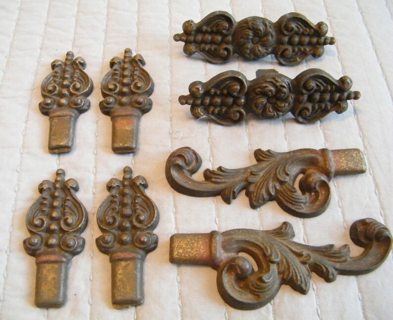 Home Living Vintage Cast Iron Art Deco Drapery Curtain Rod