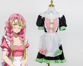 Rosa Grün Anime Cosplay Kleid Katze Ohr Maid Lolita Kostüm Kawaii Outfit Süßes Cosplay Kleid für Frauen Convention Halloween Outfit