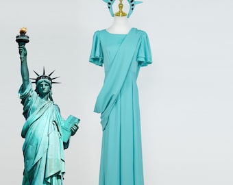 Goddess Costume Robe Patriotic Theme Dress Cosplay Outfit Party Stage Performance Themed Event Role Play Festival Parade Ceremony Costume