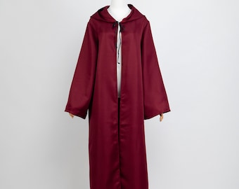 Tiefer Burgunderroter Kapuzen-Robe-Umhang Cosplay Kostüm-lang fließender Ritter-Oberbekleidungs-Umhang für Halloween-Partys, Cosplay-Veranstaltungen und Filmfans