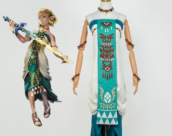 Tränen des Königreichs Prinzessin Zelda Cosplay Dress Up Patterns Handset Kristall Details Fantasy Kostüm Anime Fans Comic Con Rollenspiel Outfit