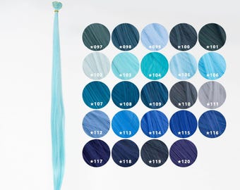 Extensiones de cabello sintético azul resistentes al calor, accesorio para cosplay, para peinados con mechones de fibra larga y suave.