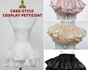 Cake Style Cosplay Petticoat Short Skirt Elastic Waist Satin Underskirt Fluffy Support Skirt Anime Lolita Costume Performance Party Outfit