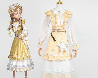 Gelb Anime Cosplay Kleid Elegant Tänzer Kostüm Frauen Cosplay Outfit Halloween Party Convention Leistung Kostüm Set