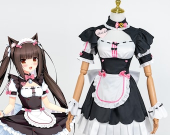 Nekopara Chocola Cosplay Dress Lolita Maid Outfit Anime Catgirl Uniform Kawaii Kostüm Set Convention Halloween Party Photoshooting Full Set