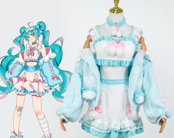 Hatsune Miku Cinnamoroll Cosplay Vocaloid Anime Outfit Inspiriert Plüsch Polyester Kostüm Anime Cosplay Outfit für Fans