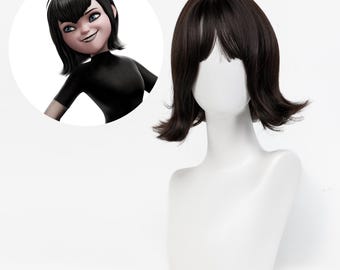 Peluca de cosplay gótica oscura corta negra, sintética, corte bob con puntas volteadas, estilo disfraz de Halloween, anime, eventos, fiestas, juegos de rol.