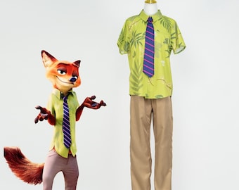 Zootopia Nick Wilde geïnspireerde cosplay-outfitset met tropische vos oor hoofdband themapark halloweenfeestjes filmfans casual kostuum evenementen