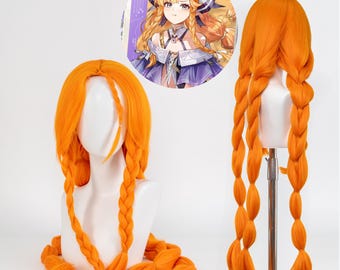 Sigrid Cosplay Perücke Wuthering Waves Orange geflochtene Perücke Hitzebeständige Anime Spiel Perücke Lange Braid Kostüm Perücke für Frauen Mädchen Party Verwenden