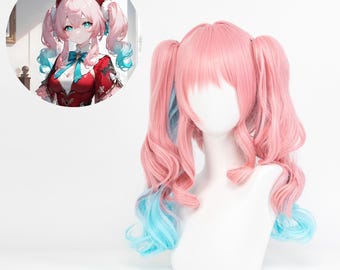 Honkai Star Rail Huojin Gradient Twin Tail Cosplay Wig 50cm Wig with Natural Curls Includes Wig Cap for Anime Costume and Cosplay Events