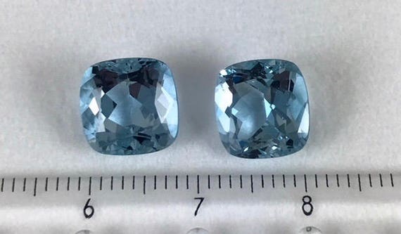 Soldblue Aquamarine Pair of Antique Cushion Cut Gemstones, 6.37 ...