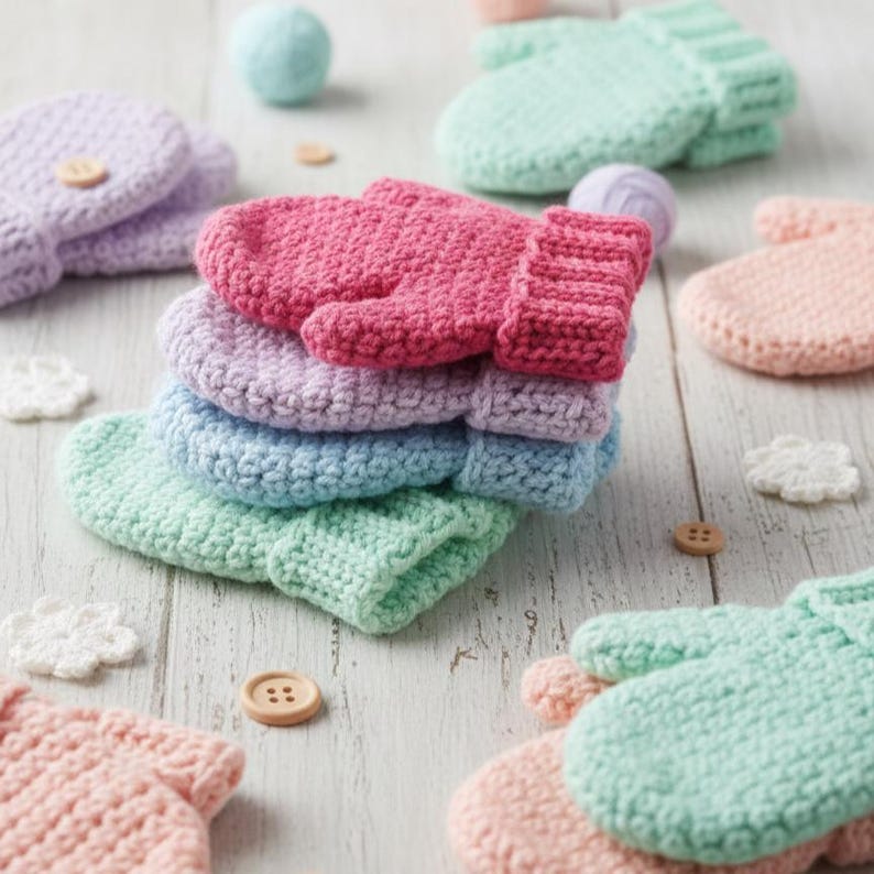 Crochet Mittens Pattern PDF, Toddler to Adult Sizes, Cozy Winter Gloves ...