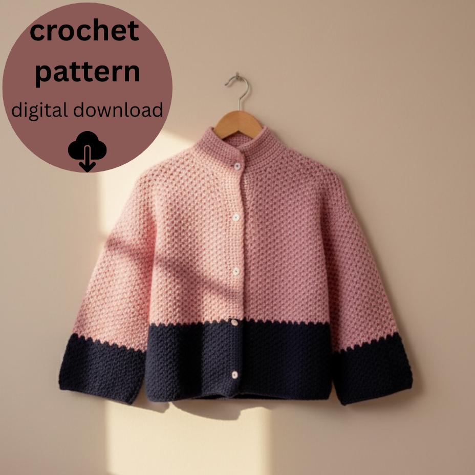 39 Chunky Cardigan Crochet Patterns to Cozy Up Your Wardrobe 33 Crochet Cardigan Pattern Two-Tone Chunky Knit Jacket