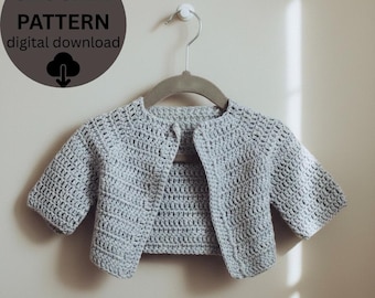 Crochet Cardigan Jacket Pattern | Newborn to 18 months | Easy Baby Sweater PDF | Toddler Jacket Crochet Pattern | Kids Cardigan DIY Tutorial