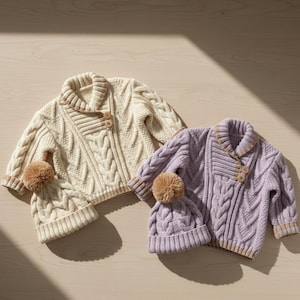 Patroon winter babytrui en mutsje – pdf Breipatroon baby, kabeltrui pasgeboren tot peuter, breipatroon babyset