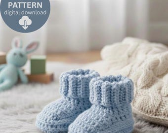 Crochet Baby Booties Pattern PDF | Easy Newborn Baby Shoes | Folded Cuff Booties Crochet Pattern | Instant Digital Download