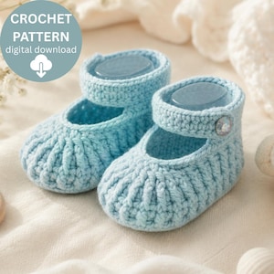 Crochet Baby Booties Pattern PDF | Mary Jane Baby Shoes Crochet Pattern | Newborn to 12 Months | Easy Baby Booties Tutorial