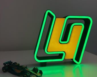 ランド・ノリスのロゴをモチーフにしたF1ネオンLEDライトボックス | 3Dプリントレーシングデコレーション