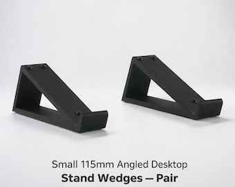 Cuñas pequeñas angulares para soporte de sintetizador, par de elevadores de escritorio de 115 mm para caja de ritmos y groovebox, soporte para equipos fabricado en el Reino Unido con inclinación de 22 grados.