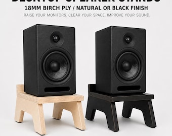 Soportes para altavoces de escritorio (par), soportes para monitores de estudio de madera contrachapada de abedul, elevadores de monitor de madera, 100 mm 150 mm 200 mm,