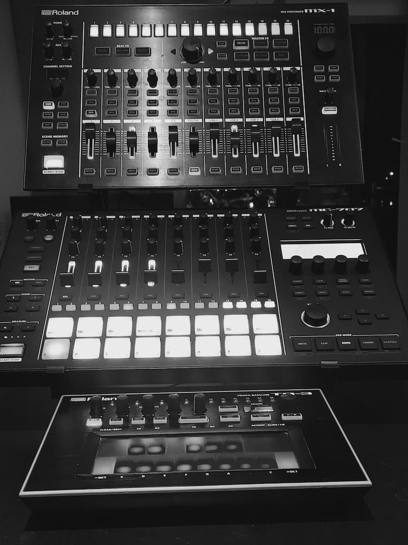 Raised Two Tier Double Roland Aira Stand MX-1 MC-707 TR-8S Tr-8. Quad ...