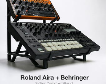Soporte híbrido para sintetizador de 2 niveles / Soporte para Behringer Crave TD-3 Edge + Roland Aira MC-707 TR-8S / Rack de configuración sin DAW / Soporte de estudio