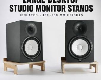 Large Studio Monitor Stands Pair, Birch Ply Speaker Risers for Yamaha HS8, 6 to 8 Inch Speakers, Acoustic Isolation