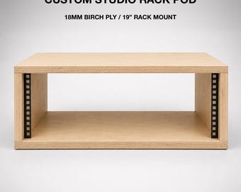 Rack de estudio personalizado de 4U y 19 pulgadas – Estuche de escritorio de madera contrachapada de abedul hecho a mano para equipos de estudio doméstico