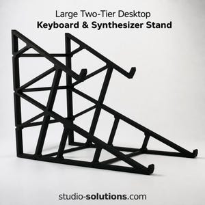 Large Two Tier Keyboard Stand, Heavy Duty Desktop Synth Stand, Low Profile Synthesizer Rack, Studio Equipment Riser