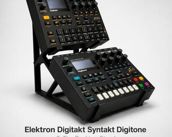 Soporte Digitakt de 2 niveles / Soporte Elektron / Soporte de escritorio para sintetizador / Rack de doble nivel / Soporte Digitone Syntakt / Configuración de estudio musical