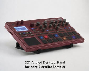 Soporte para sampler Korg Electribe, elevador para caja de ritmos ESX2 de 30 grados en color rojo, soporte de escritorio Electribe 2S fabricado en el Reino Unido.