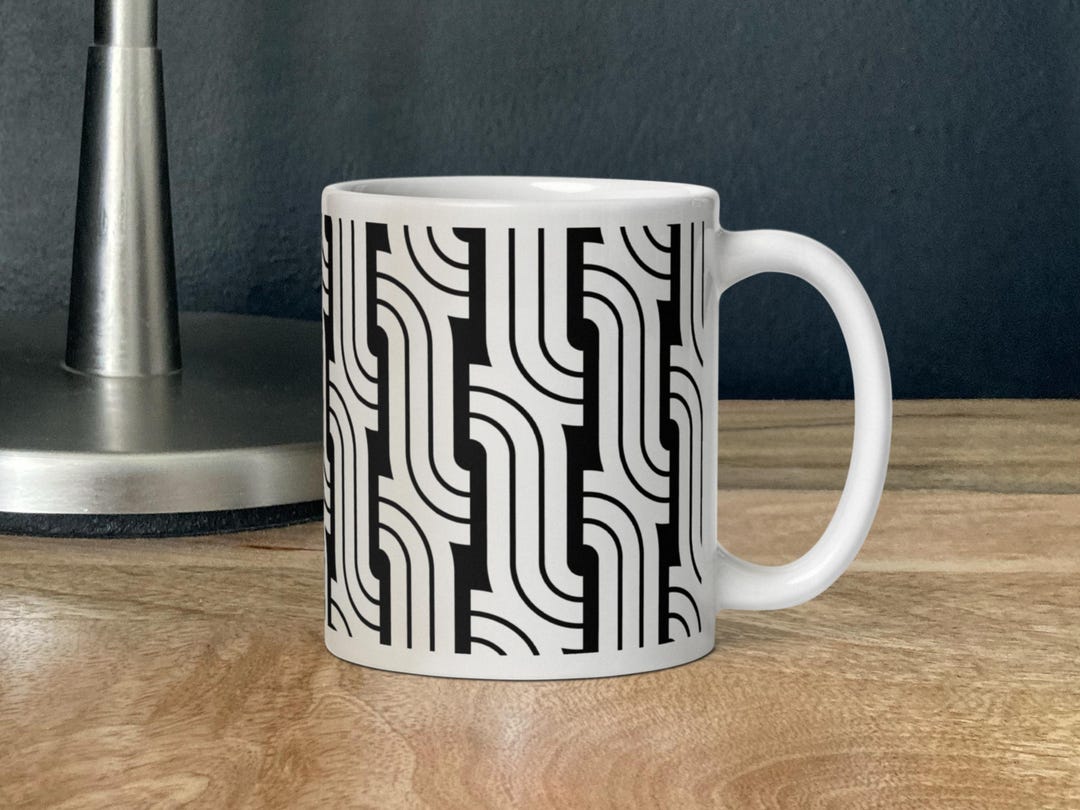 Mug Geometric Pattern Geometric Rope V2 – Geometric Pattern – Black and White Mug - Etsy