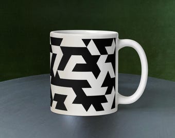 Isométrique abstrait - motif géométrique - mug noir et blanc