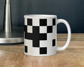 Pixels abstraits de 8 bits – motif géométrique – mug noir et blanc