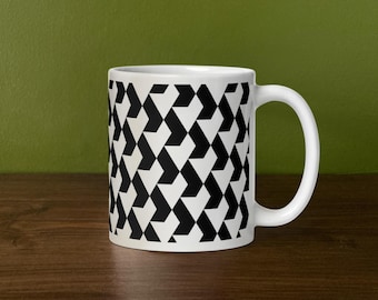 Carreaux abstraits - motif géométrique - mug noir et blanc