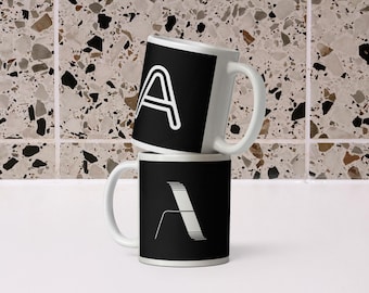 Buchstabe A - doppelseitig - personalisierte Monogramm schwarz & weiß Tasse