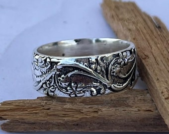 Personalised Ring, 925 Sterling Silver Band Floral Stacking Ring