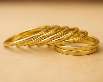 Handmade Brass Stacking Ring Set, Solid Brass Rings