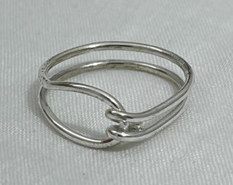 Sterling Silver Double Band Knot Ring • Handmade Adjustable Ring