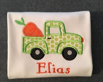 Cute Little Boy's Applique Easter Shirt... Old Truck With A Carrot. Size 3T