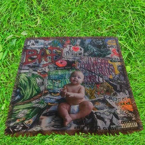 NettSpend Badass Fucking Kid Album Cover Woven Blanket | Tapestry Throw Rug for Rap Fans | Custom Wall Hanging Unique Room Decor