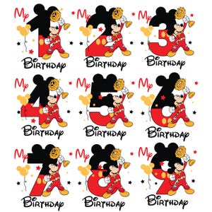 Mickey Mouse Champion Birthday Numbers PNG, Kids Trophy Shirt Graphic (Digital Download)